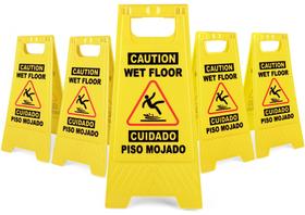 Caution Wet Floor Sign XPCARE de 24 polegadas, pacote com 5 idiomas, amarelo bilíngue