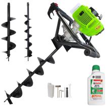 Cavadeira Motorizada À Gasolina Menegotti MPS-52 Motor 2T 52cc 1,8HP Alta Rotação e Perfomance Perfurador de Solo Completo Com Conjunto de 3 Brocas 80x10cm, 80x15cm e 80x20cm + 1 ÓLEO STIHL EXTRA