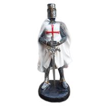 Cavaleiro Templário Guerreiro Medieval Branco Estátua Espada - Mahalo Artesanato