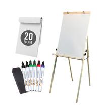 Cavalete Flip Chart Dobrável Quadro Branco + Folha + Kit