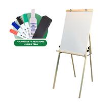 Cavalete Flip Chart Dobrável Quadro Branco Luxo + 4 canetas + Apagador + Limpador tela - Souza