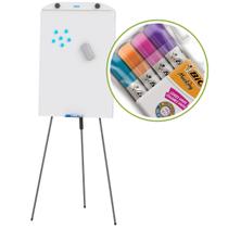 Cavalete Flip Chart Magnético Quadro Branco 60x90cm Tripé Retrátil com 4 Marcadores