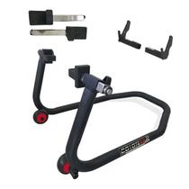 Cavalete Traseiro Coyote para Motos Sem e Com Suporte / Slider de Balança - Preto (2 Suportes + 1 Cavalete)