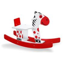 Cavalinho gangorra para bebe com grade de proteção infantil balanco em madeira vermelho junges