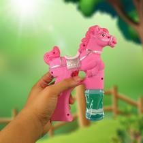 Cavalo Bolhudo Elétrica Brinquedo Pop Tik Tok Lança Bolhas Sabão Mágica Criança Infantil - Rosa