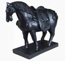 Cavalo Chinês Negro Símbolo Do Poder Estátua Decoração Sala - Decorarth