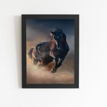 Cavalo Correndo Animais Foto Quadro Moldura Preta 60x40cm