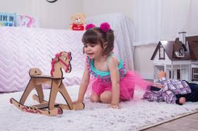 Cavalo de balanço para boneca até 60 cm compatível com bebe reborn p - darama