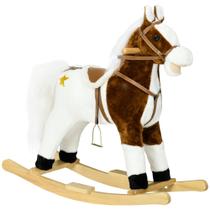 Cavalo de Balanço Qaba com Som e Sela para Crianças Marrom Cavalo de Balanço Qaba com Som e Sela para Crianças Marrom