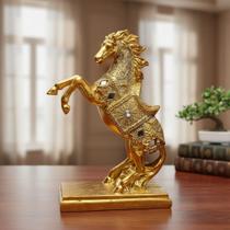 Cavalo Decorativo em Resina Dourado Estátua Escultura Luxo para Sala e Escritório