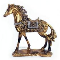 Cavalo Dourado Estatueta Decoração Estátua Premium - Inove Fácil