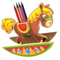 Cavalo Lápis Pedagógico Balanço - Madeira - Colorido - 2952 - Maninho Artesanatos