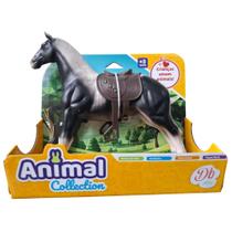 Cavalo Malhado Preto Com Sela Vinil 23cm Animal Da Fazendinha Realístico - DB Play