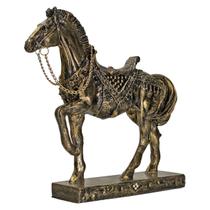 Cavalo Marchador Na Base Marrom Escuro Ou Ouro Velho Resina