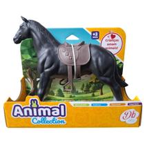 Cavalo Preto Com Sela Vinil 23cm Animal Da Fazendinha Realístico - DB Play
