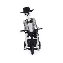 Caveira com triciclo halloween som e movimento 34,5cm