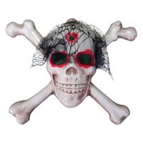 Caveira com Véu Preto para Decoração Caveira com Véu Preto para Decoração