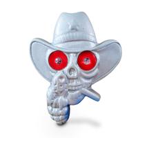 Caveira Cowboy Revolver Caminhão Olho De Led Vermelho 24v