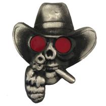 Caveira Cowboy Revolver com Led Vermelho Bivolt