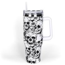 Caveira de Halloween Tumbler Whaline de 1,2 L com palha e tampa