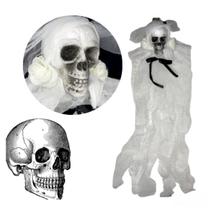 Caveira Decoração Halloween Enfeite Branco Porta Parede Terror Caveira Decoração Halloween Enfeite Branco Porta Parede Terror