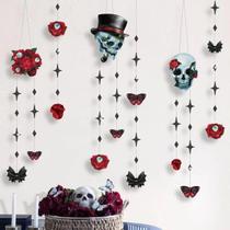 Caveira Hanging Garland Cheerland Halloween Red Rose x6 Caveira Hanging Garland Cheerland Halloween Red Rose x6