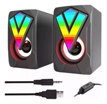 Caxinha Multimidia Sterio 6W Rms Luzes Rgb Cor Preto