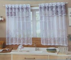 CC - Cortina de Renda p/ Cozinha c/ Bandô - 120x250 cm