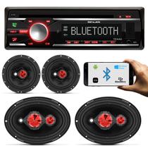 CD Player Shutt Texas 1 Din MP3 Bluetooth USB SD AUX Rádio FM AM + Kit Fácil Bomber - Kit Som e Vídeo