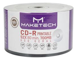 Cd-r 52x 700 Mb 80min Printable - 50 Unidades - Maketech