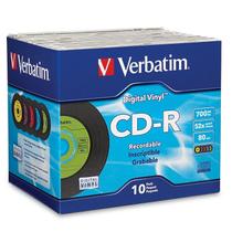 CD-R Blank Discs Verbatim 700 MB 80 min 52X - Capa fina de 10 unidades