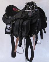 Cela Australiana Do Mangalarga Preta Em Couro Para Cavalgada 16" + Itens
