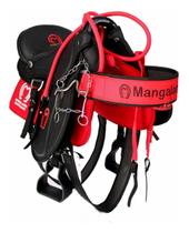 cela bordada australiana de aba mangalarga + manta protetora e acessórios vermelho completo