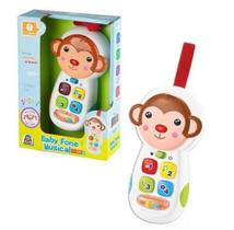 Celular Baby Fone Musical Macaco com Luz e Som - Braskit