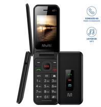 Celular Flip Vita 4G Dual Chip Preto Multilaser P9227 com MP3 Player Integrado