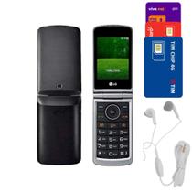Celular LG Flip 3G Dual Chip Botões e Tela Grande Som Alto - Fone Brinde