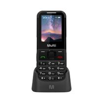 Celular Multi Vita 4G Preto com Base Carregadora, números grandes, botão SOS, duasl chip
