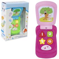 Celular musical infantil baby phone colors com luz a bateria na caixa