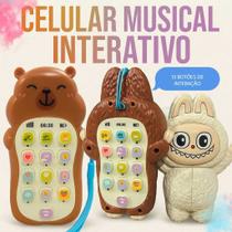 Celular Musical Infantil Interativo com Luz Som Educativo Brinquedo de Aprendizado Capivara Labubuu