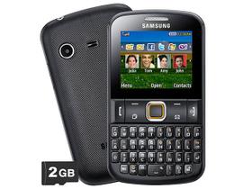 Celular Samsung Ch@t 222 Teclado QWERTY - MP3 Player Rádio FM Bluetooth Cartão 2GB