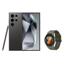 Celular Samsung S24 Ultra 256GB - Titânio Preto + Galaxy Watch7 BT 40mm - Verde Celular Samsung S24 Ultra 256GB - Titânio Preto + Galaxy Watch7 BT 40mm - Verde