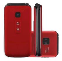 Celular Simples Lanterna Radio Fm Idoso Numeros Grande P9021 Flip Vita Vermelho