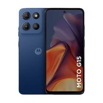 Celular Smartphone Motorola Moto G15 de128Gb de memória 4Gb de Ram Tela de 6,7 polegadas na cor Azul Escuro 4G