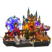Cenário de natal castelo com movimentos - musical - iluminação - bivolt
