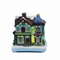 Cenário De Natal Com Luzes LED De Fibra Óptica, Casa, Vila, Edifícios, Figuras Colecionáveis,