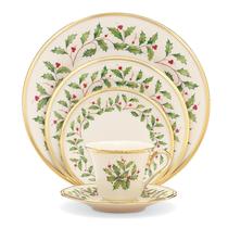 Cenário de porcelana Lenox Holiday de 5 peças com acabamento dourado