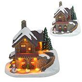 Cenário Enfeite Casa Vila Natalina Com Luz Natal Papai Noel Neve Decorativa Decoração Presente Sala Quarto Escritório Mesa Rack Estante Resina Luzes