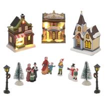 Cenário Enfeite Natal Mini Kit Vila Natalina 11 Peças Casinhas Luz Casa Sala Quarto Escritório Mesa Rack Estante Papai Noel Decorativa Decoração Led Cenário Enfeite Natal Mini Kit Vila Natalina 11 Peças Casinhas Luz Casa Sala Quarto Escritório Mesa Rack Estante Papai Noel Decorativa Decoração Led