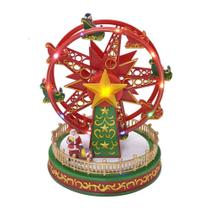 Cenário Enfeite Natal Vila Natalina Roda Gigante Luz Som Movimento Decorativa Casa Sala Quarto Escritório Papai Noel Musical Parque Diversão Presente