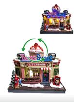 Cenário Loja de Sorvetes Som, Luz e Movimento Pilha 20cm